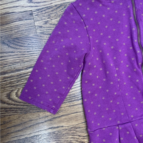 Tea Collection Girls Violet French Terry Floral Print Zippered Dress Size 5 - Picture 13 of 16